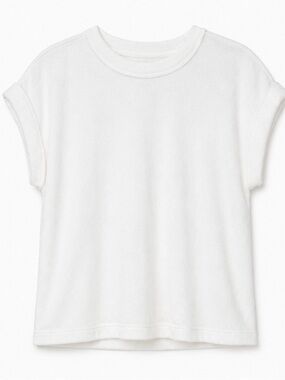 Splendid White Rolled Sleeve Terry Knit Top XS NWT Soft Luxe Tee